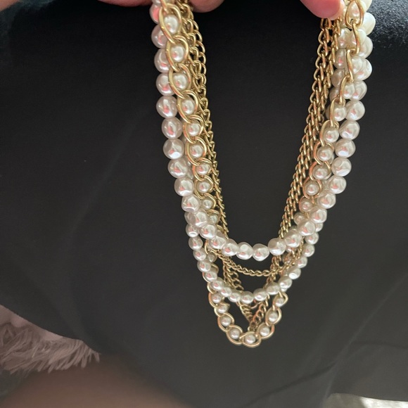 Pearl and gold chain necklace - Picture 4 of 5